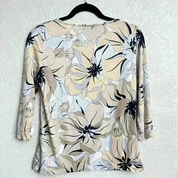 Averardo Bessi Beige/Cream Floral Blouse - Size 8 - Picture 4 of 7